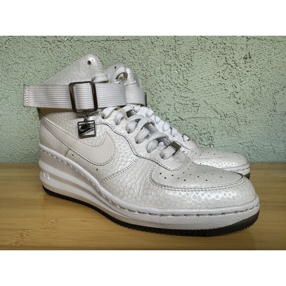Size 7.5 - Nike Lunar Force 1 Sky Premium High Triple White W 654850-101 - Picture 1 of 12